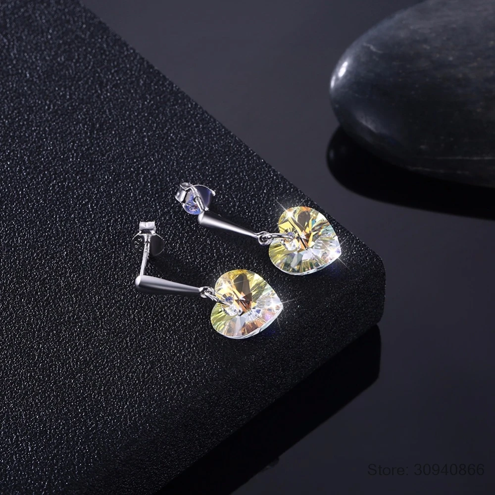 Серьги LEKANI с кристаллами Swarovski, Женские Висячие серьги, висячие серьги в форме сердца, S925 Стерлинговое Серебро, ювелирное изделие, модная кисточка