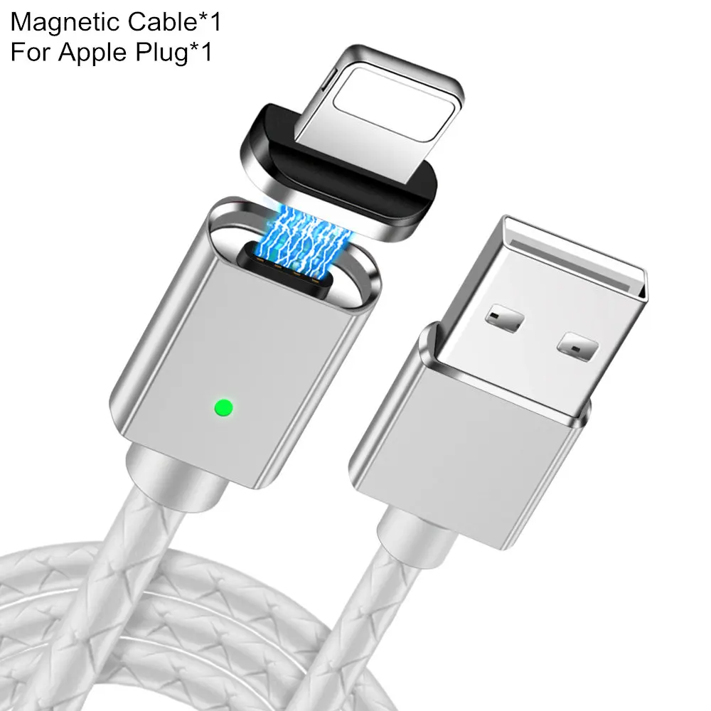 Olaf Магнитный кабель Micro usb type C супер быстрая зарядка Телефон Microusb type-C магнит Зарядное устройство usb c для iphone 7 huawei xiaomi - Цвет: Silver for iPhone