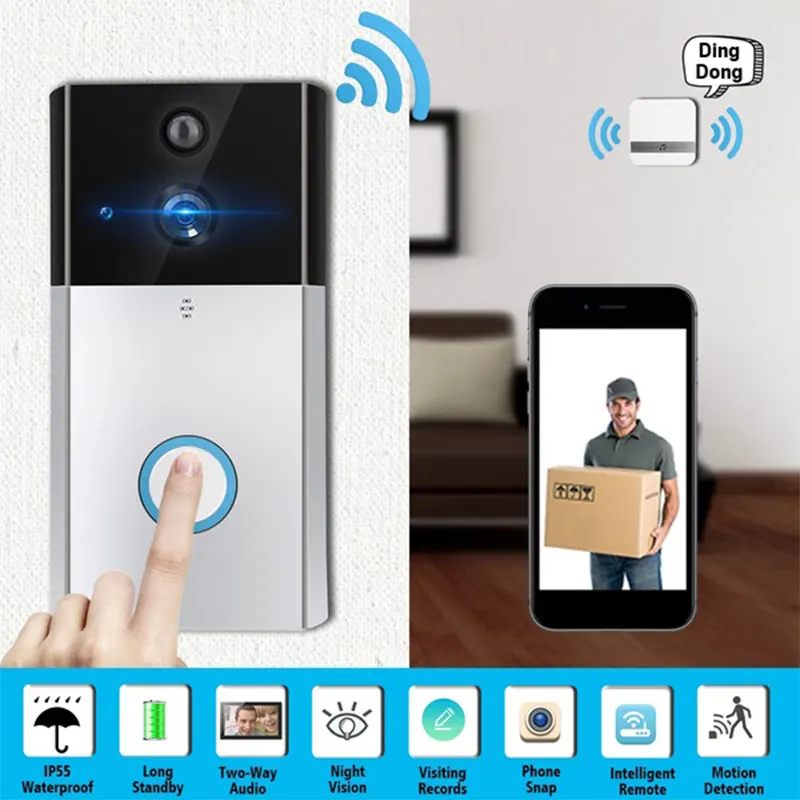 

with Indoor Chime Camera Doorbell Waterproof Phone Control Door Phone Ring Bell for Motion Detection Wire Free Supplies