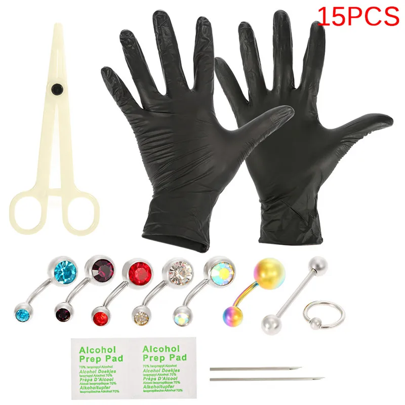 1Set Body Piercing Tools Professional Piercing Tool Kit Sterile Belly Body Ring Needle Sets