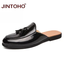 Лето jintoho мужские тапочки Модные мужские летние туфли кожаные тапочки для мужчин повседневные мужские шлепанцы летние пляжные тапки обувь