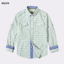 Детские рубашки для мальчиков с карманами в клетку, дизайнерская хлопковая Длина детские пижамы с короткими рукавами; Одежда для мальчиков рубашки для мальчиков Костюмы для От 5 до 14 лет, одежда
