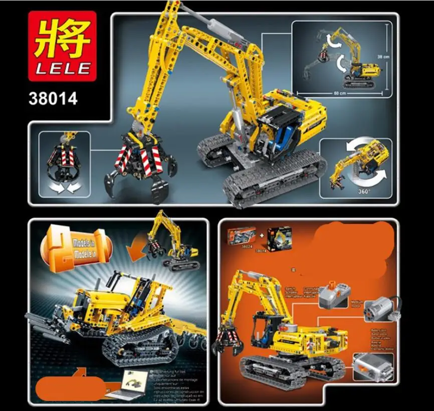 38014 City Technic 720 шт экскаватор 2 в 1 инженерные строительные блоки для грузовиков совместимые 42006 Рождественский подарок для игрушек