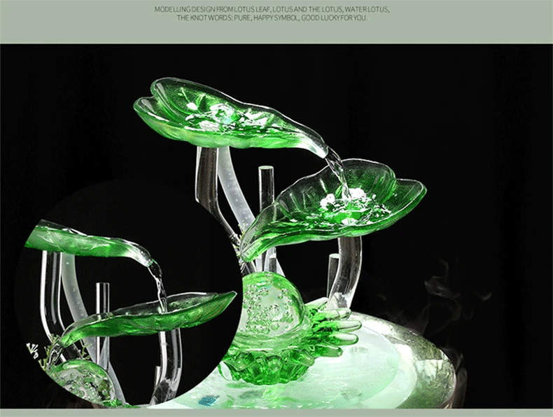 110 V-220 V повезло хрустальный шар светодиодный фонтан настольный украшения увлажнитель распылитель Lotus Материал Feng Shui колеса домашний декор