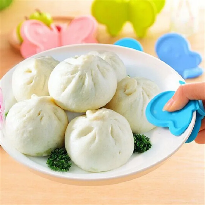 2PCS Kitchen Dishes Silicone Oven Heat Insulated Finger Glove Cute Cooking Microwave Non-slip Gripper Pot Holder Kitchen Tools