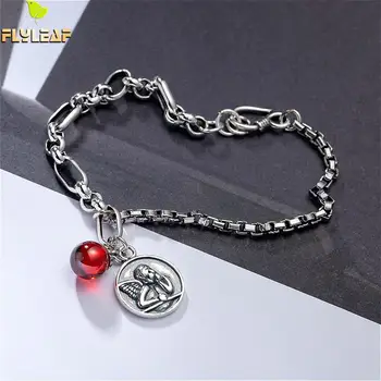 

Flyleaf Asymmetry Angel Nature Garnet Stone Vintage Real925 Sterling Silver Bracelet For Women Fine Jewelry Bracelets & Bangles