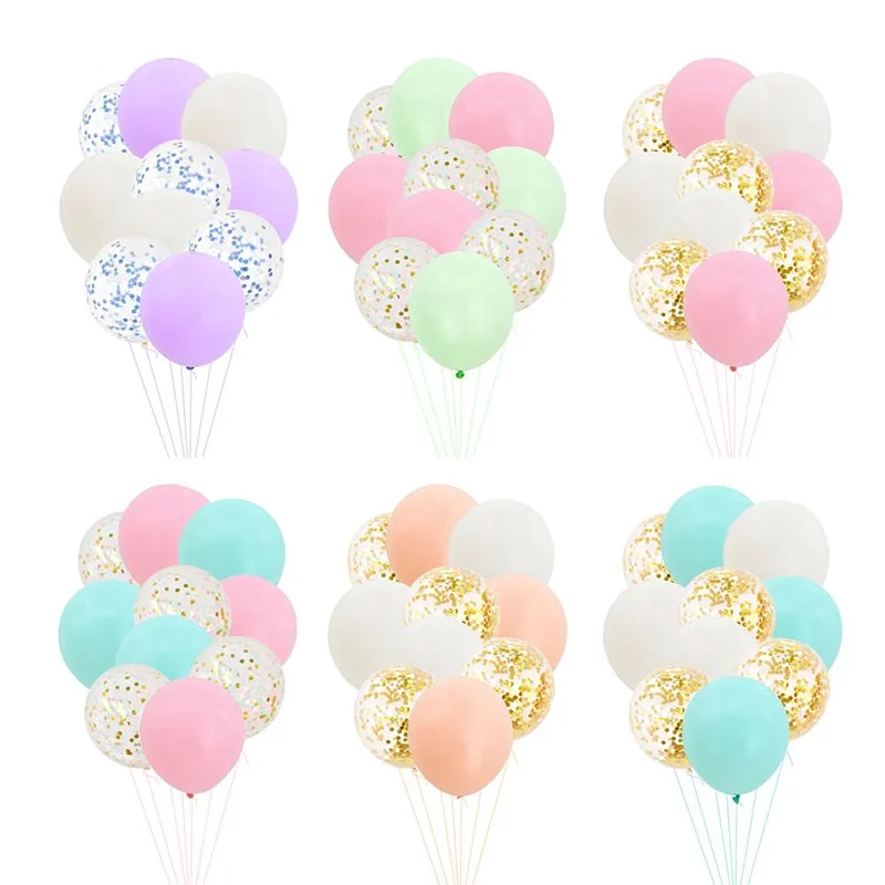 10pcs/set Colorful Macaron Balloons Confetti Latex Balloons Set for Wedding Decoration Birthday Party Baby Shower Air Ball decor