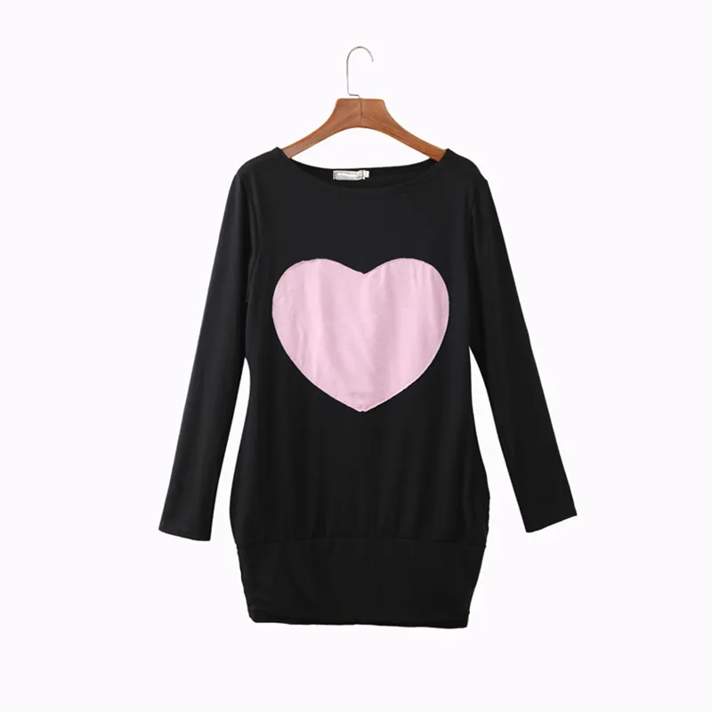 

Plus size dresses for women 4xl 5xl 6xl korean kawaii heart printed pencil dress 2019 office dress fashion long sleeve dress