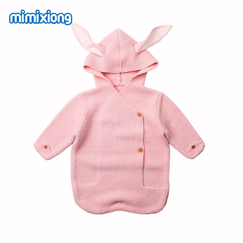 82W340 Детские спальные мешки, зимние теплые детские коляски, Infantil, пеленка, Осенние вязаные конверты с кроликом для новорожденных 0-6 месяцев - Цвет: 82W340