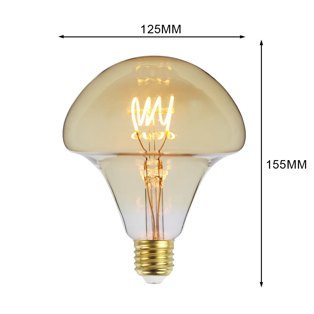 Tianfan светодиодные лампы старинная лампочка G125 полушарии четыре петли со светодиодными нитями на золотистым отливом 220/240 V E27 Edison светодиодная лампа 4 Вт с регулируемой яркостью