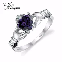 Jewelrypalace corazón 0.7ct anillo claddagh irish alejandrita creado sapphire birthstone anillo de promesa real 925 joyería de plata esterlina