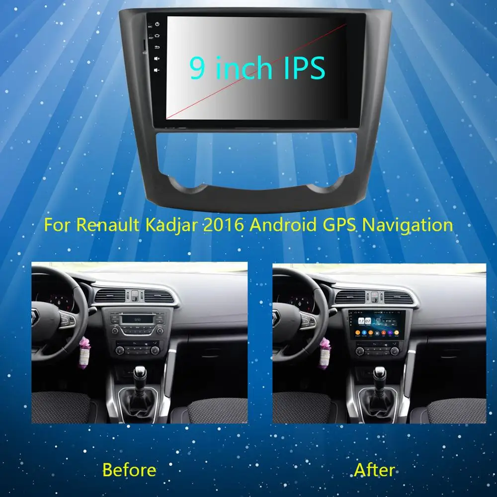 Cheap 9" IPS Octa Core 4G+64G Android 9.0 Car Multimedia Player For Renault Kadjar 2015-2019 GPS Radio Stereo DSP CarPlay Parrot BT 2