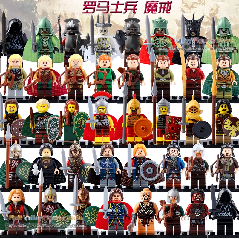 

DR.TONG Medieval Knights Action Figure Spartacus Crusader Gladiatus Castle Rome Fighters Building Blocks Bricks Children Toys