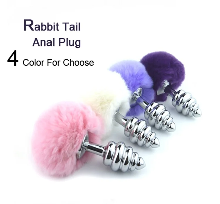 Joowo Anal Plug Rabbit Tail Spiral Design Dildo Butt Plugs Sex Toys Cute T Anal Sex Toys