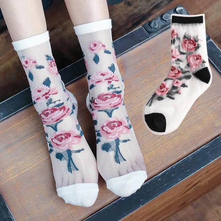 [WPLOIKJD] Японские креативные ультра-тонкие кружевные носки Милая смешная Прозрачная Сексуальная шелковая Лодыжка женские носки для девушек подарки