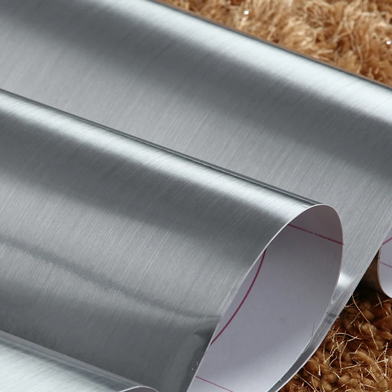 

Removable Cutable Water Resistant Silver PVC Stainless Steel Look Sticker Paper Self Adhesive Vinyl Film Wall Decoration 60cm*3m
