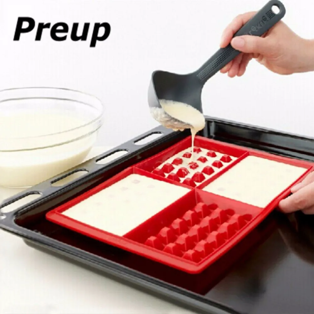 Eco-Friendly Safety 4-Cavity Waffles Cake Chocolate Pan Silicone Mold Baking Mould Bakeware Kitchen Baking& Pastry Tools