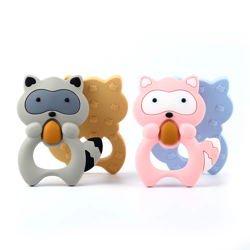 

10pcs Raccoon Baby Teethers BPA Free Baby Teething Toys Infants Nursing Pacifier Chain Accessories Silicone Teether Toy