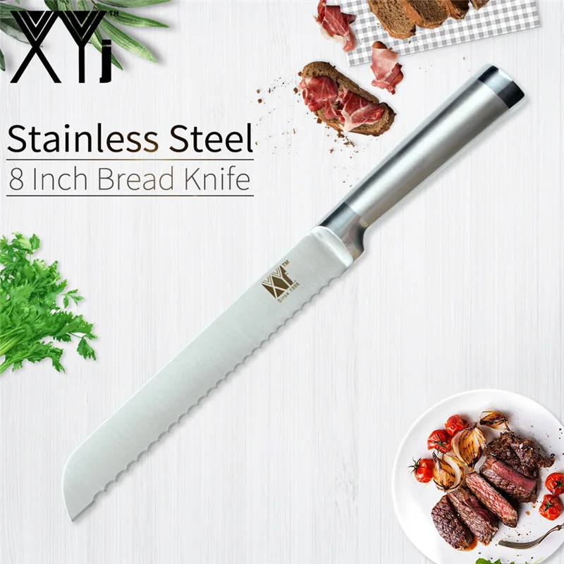 B.8 bread knife XYj кухонные ножи, нож из нержавеющей стали, нож шеф-повара с ручкой из нержавеющей стали, инструменты для приготовления фруктов, овощей, хлеба, мяса - Цвет: B.8 bread knife