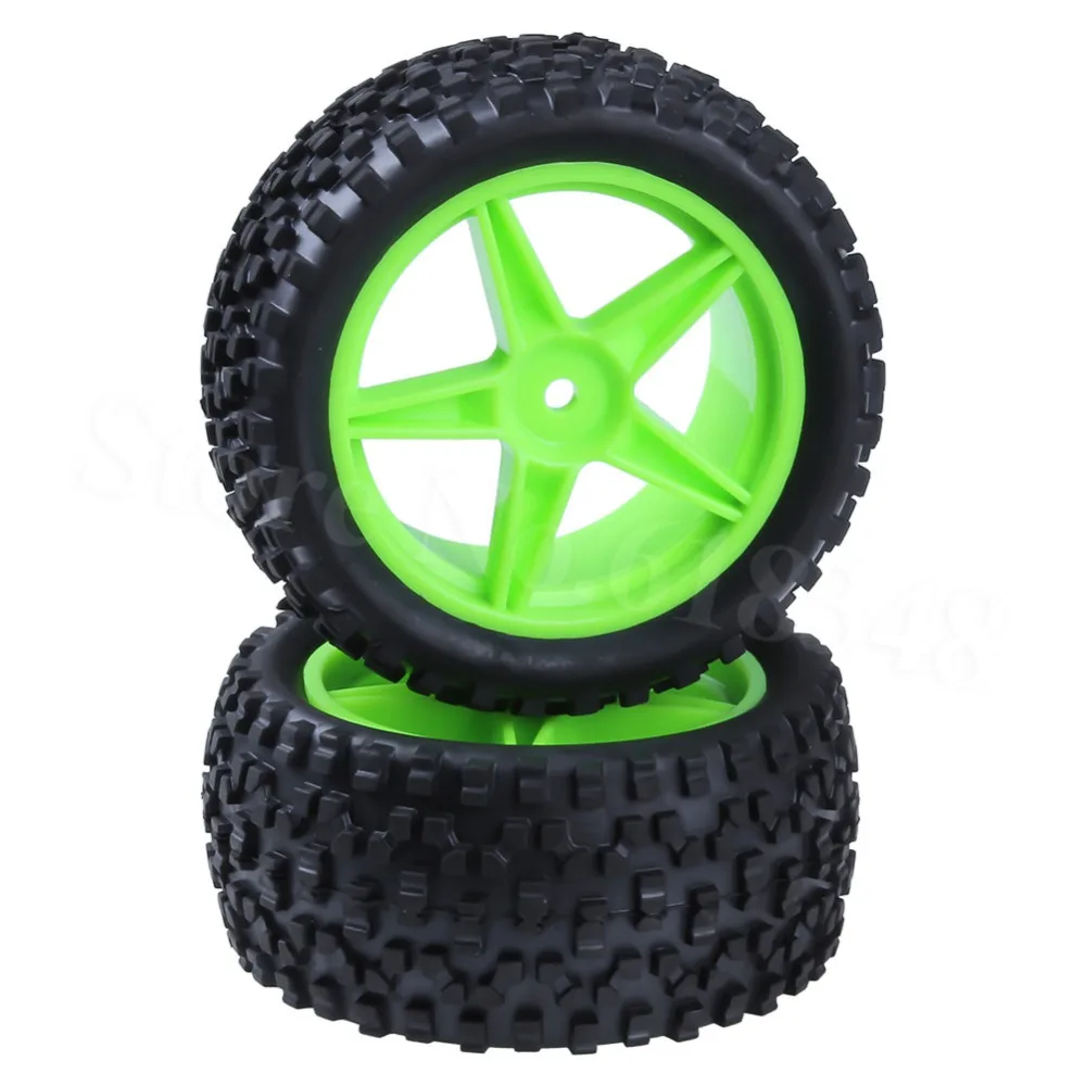 

2x Rubber 85mm Rear Tires & Wheel Rim Hex:12mm For RC 1:10 Off-Road Buggy Nitro Electric Power Fit HSP Backwash 94166