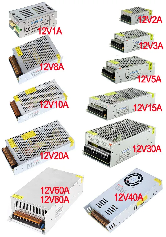 Трансформатор освещения 1A 2A 3A 5A 8A 10A 12A 15A 20A 30A 40A 110-265 В до 12 В светодио дный водителем переключатель адаптер питания для светодио дный полосы