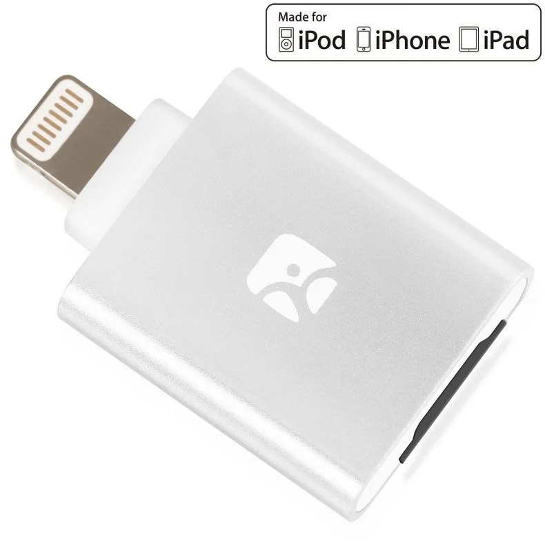 Устройство для чтения карт памяти MicroSD для iPhone/iPad/iPod с разъемом Lightning в качестве флеш-накопителя, устройства для чтения карт Lightning, устройства для чтения iPhone - Цвет: Серебристый