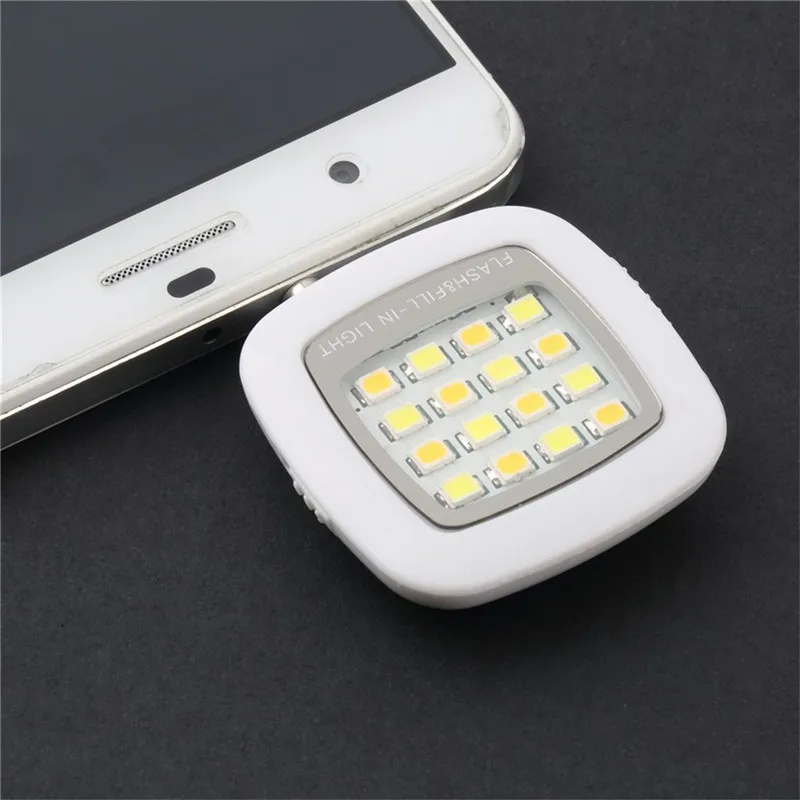 

Mini 16 LED Camera Lamp Selfie Enhancing Dimmable Flash Light Rechargeable Camera Lamp For iPhone Xiaomi Samsung (Black)