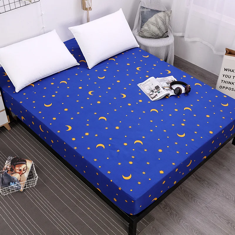 New Printing Fitted Sheet Mattress Cover Bed Linen With Elastic Band Mattress Protector Pad 100%Polyester King Size Bedding Set