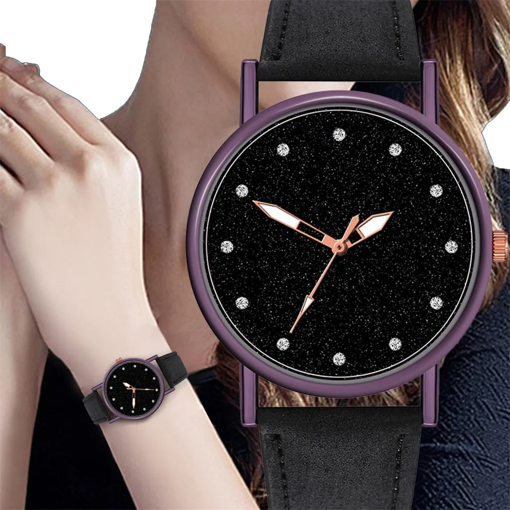 

Luxury Starry Sky Crystal Diamond Watches Women Leather Strap Quartz Watch Stainless Steel Dial Casual Bracele Wrisrt watches