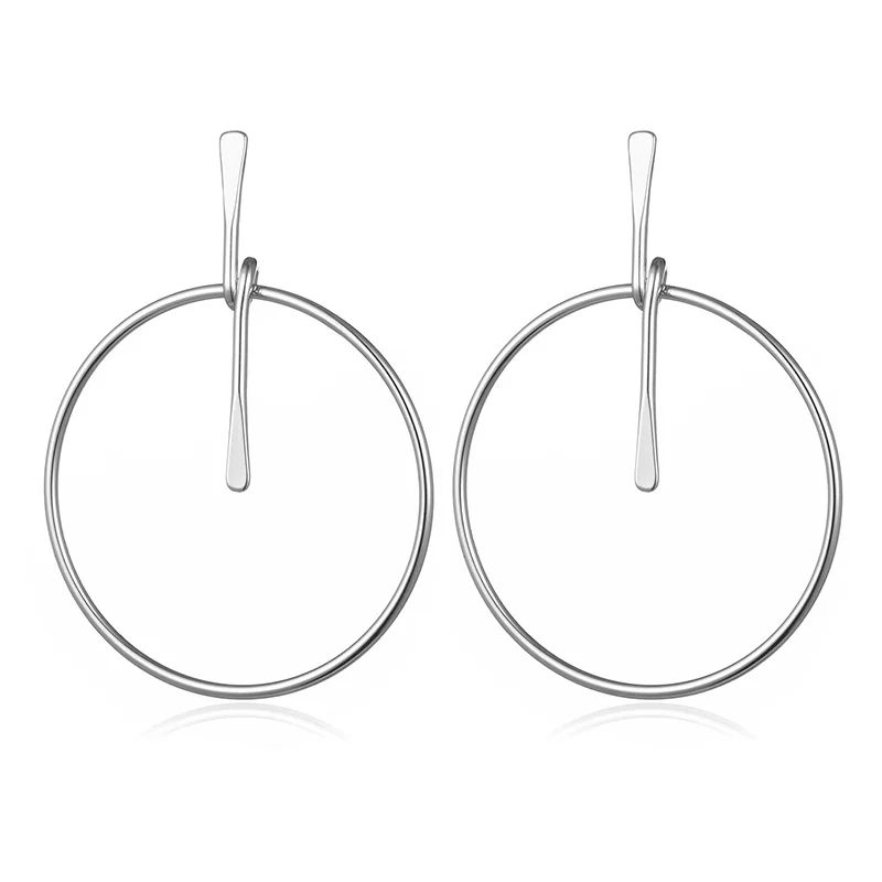 

Silver Color Alloy Geometric Drop Earrings For Women Round Big Circle Dangle Earrings Punk Gothic Jewelry Pendientes Oorbellen