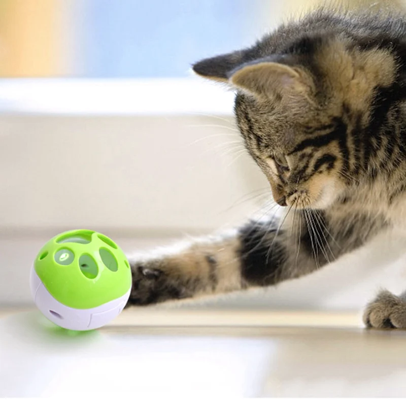 

Pet Cats Rolling Ball Toy Double-colored LED Squeaky (Button Cells) Tease Cat Luminous Ball Toy