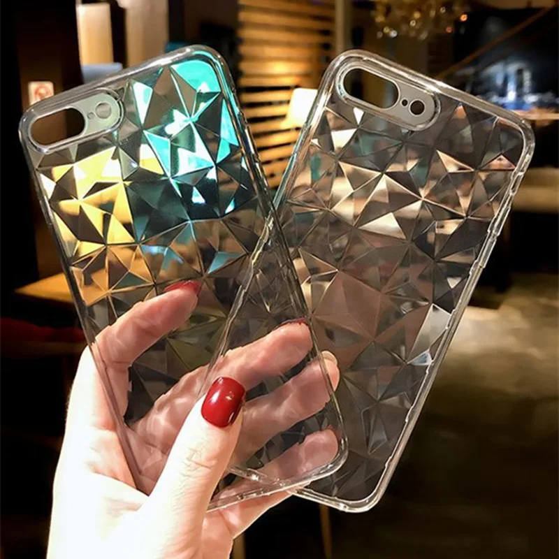 Чехол с алмазной текстурой для iPhone 7 8 Plus 6 6s X XR XS Max мягкий прозрачный Ультратонкий