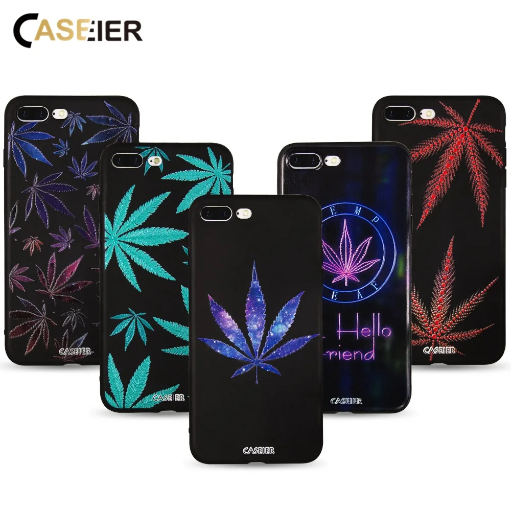 

CASEIER Colorful Leaves Phone Cases For iPhone 6 7 6s 8 Plus 5 5S SE X XR XS 3D Relif Phone Case With Soft TPU Silicone Cover