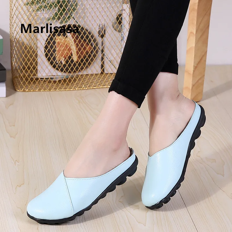 Marlisasa Lady Fashion High Quality Soft Leather Slip on Flat Shoes Women Sweet White Summer Loafers Zapatos De Mujer F2111 | Обувь