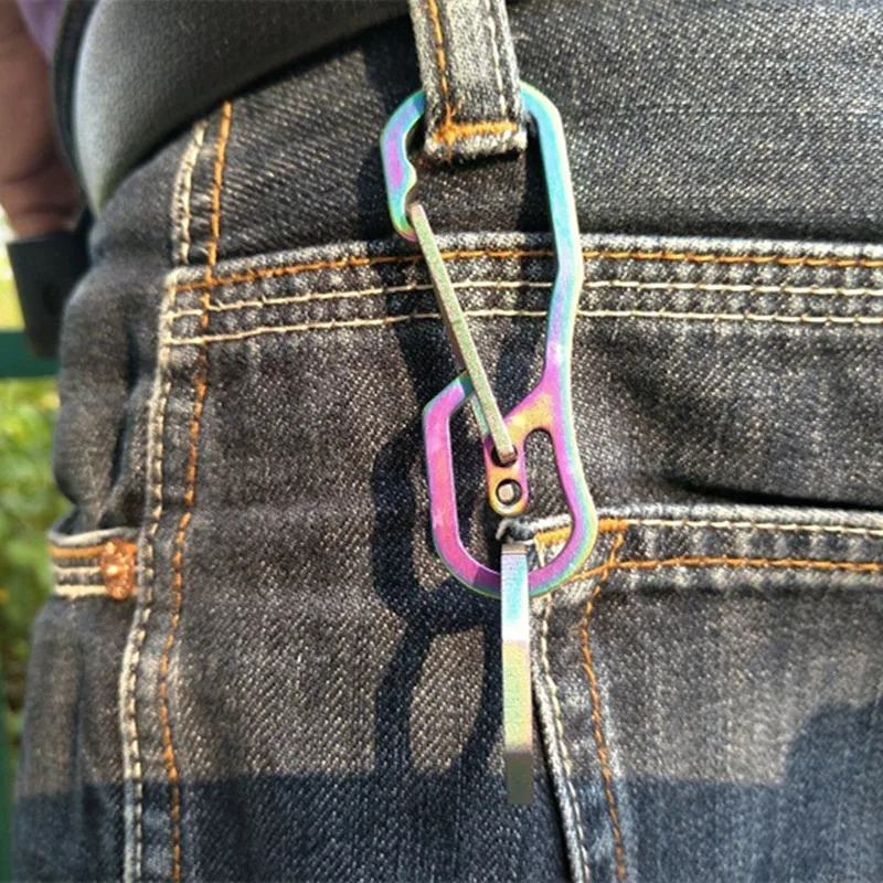 

EDC Titanium Alloy Hooks Mechanic Press The Key Ring Elastic Ring Fast Hanging Outdoor Multi - Functional Mountaineering Buckle