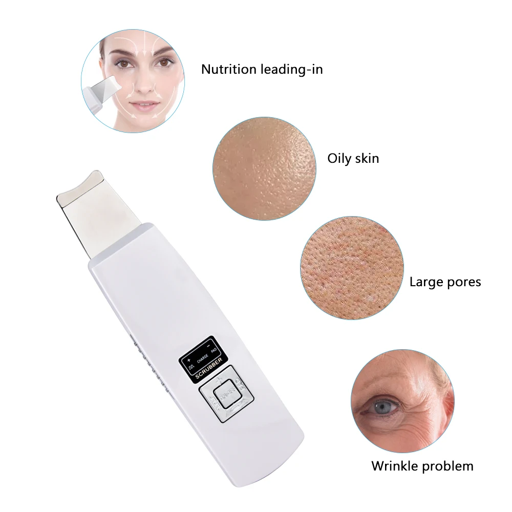 Purificador da Pele Máquina de Descamação da Pele Ultra-sônico Espátula Cravo Remoção Poros Limpador Facial Profunda Spa Beleza Instrumento 5 Utensílios de cuidado facial