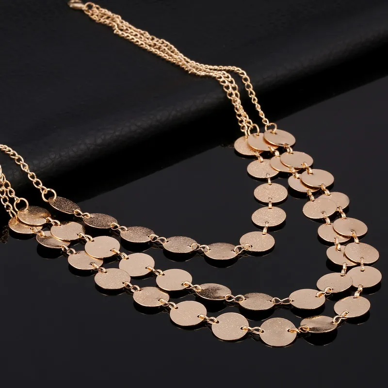 

Punk Style Multi Layer Alloy Statement Necklaces Pendants Vintage Golden Plated Chain Choker Necklace Personality Gifts
