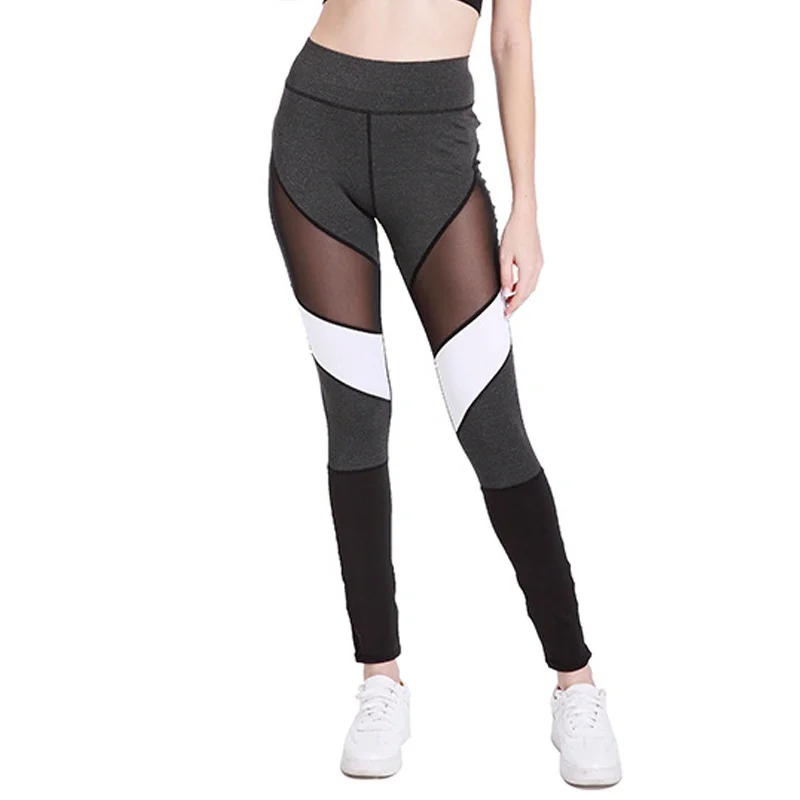 2018 Sexy Fitness Clothing Mesh Patchwork Sports Leggings