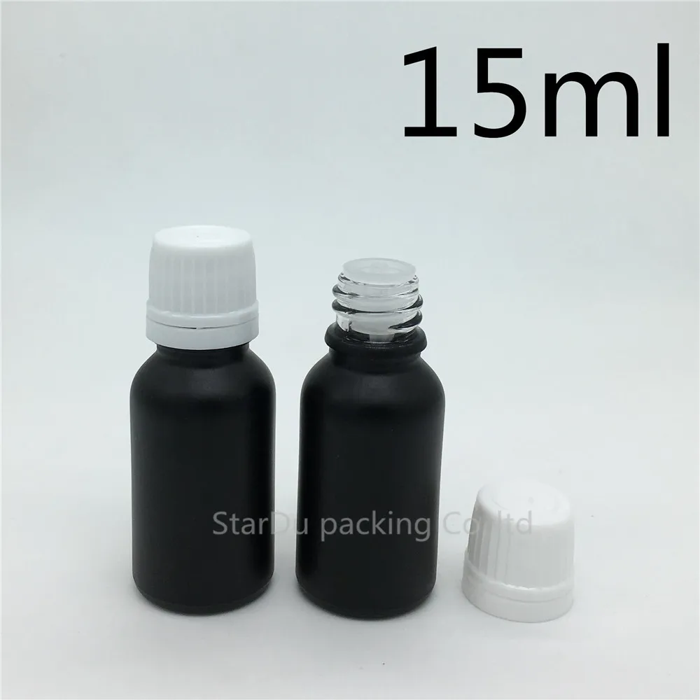 Download Free Shipping 10pcs 15ML Black Frosted Glass Bottle 15ml Vials Essential Oil Bottle with white ...