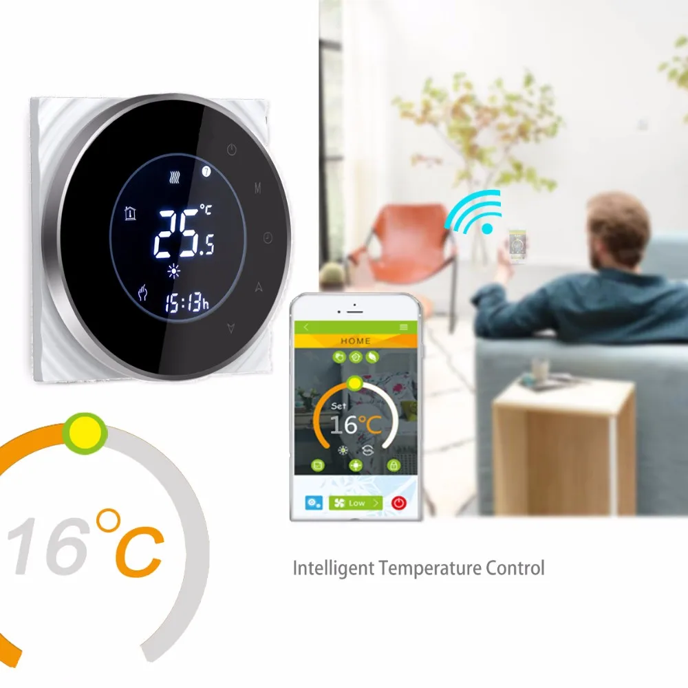 Wifi водно-газовый котел термостат подсветка 95-240VAC 3A lcd сенсорный экран работает с Alexa Google home для умного дома
