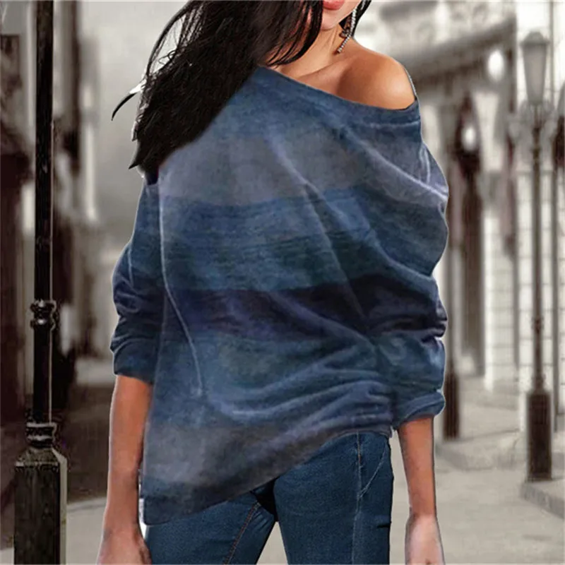 

Long Sleeve Sweaters Women 2019 Autumn Fashion Sexy Knitted Sweaters Ladies Print Off Shoulder Sweater Pullovers Plus Size Tops