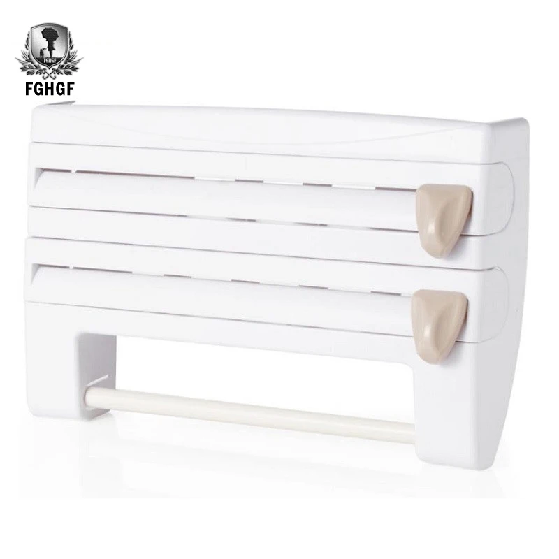 

Wall Mounted Refrigerator Plastic Wrapper Cutter Paper Towel Rack Kitchen Tools Utensil Storage Gadget Holder Organizer Aquapel
