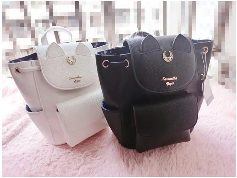 Mochila de Metal com Logo para Senhoras Multifuncional em Couro Logotipo de Metal Mochila Preta Branca Luna 1 Peça pu Lua ou 3 High Quality Bolsas e Malas