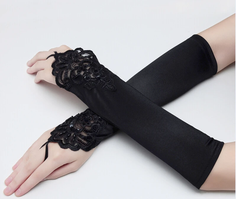 Hot Wedding Bridal Gloves Beaded Appliques Cheap Free Size White Red Black Bride Gloves Bridal Gloves Wedding Accessory