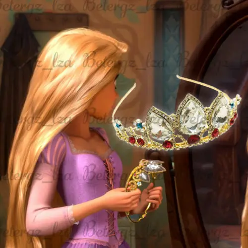 

Princess Rapunzel Tangled Gold Tiara Crown Halloween Birthday Gift Headband Cosplay Party Prop Drop Ship