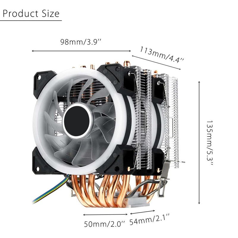 6 нет процессорный кулер вентилятор 3 линии Rgb светодиодный вентилятор охлаждения тихий вентилятор Cooler Радиатор для Intel 775/1150/1151/1155/1156/1366 для Amd Al