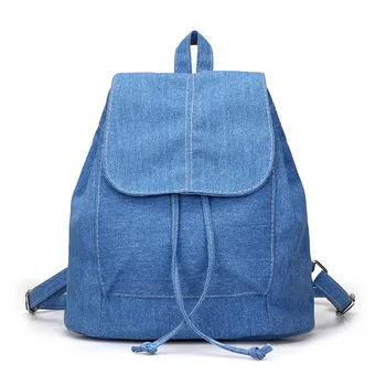 

Fashion New Denim Canvas Women Backpack Drawstring School Bags For Teenagers Girls Small Backpack Female Rucksack Mochilas