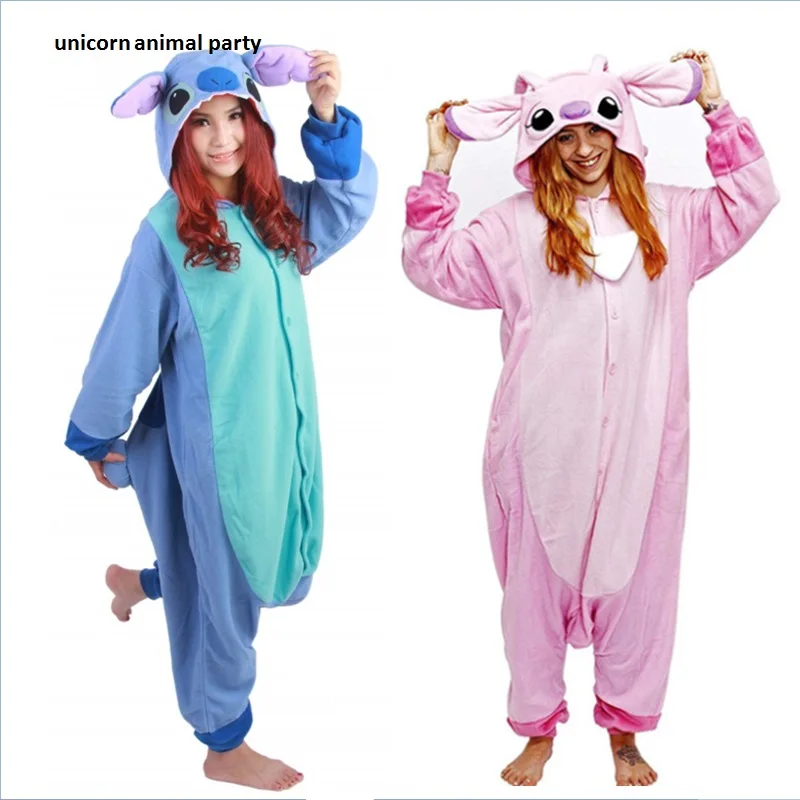 

Cartoon Anime Blue Stitch Pajamas Adult Onesie Womens Cosplay Costumes Pyjama Sleepsuit