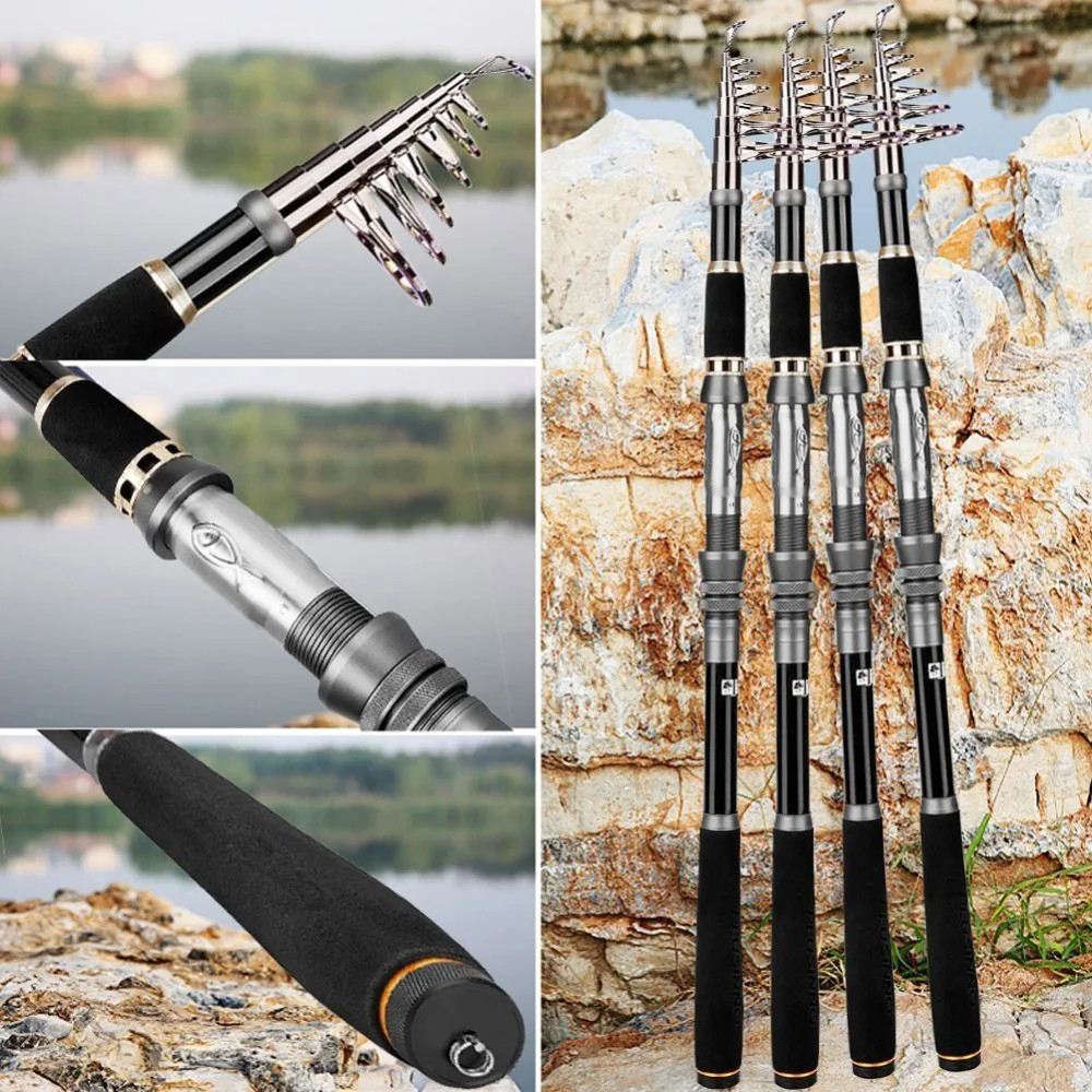 Telescopic Carbon Fiber Fishing Rod Combo, Spinning Rod, Sea