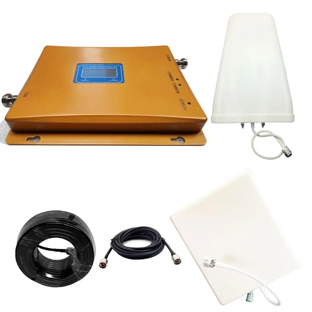 

900 2100 Dual Band GSM wcdma LTE Mobile Phone Signal Booster Cell Phone Cellular Signal Repeater Amplifier For Home Gold